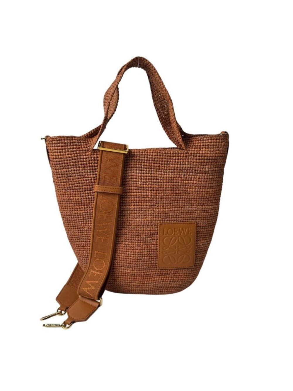Loewe Slit Mini Raffia Leather Tote Bag